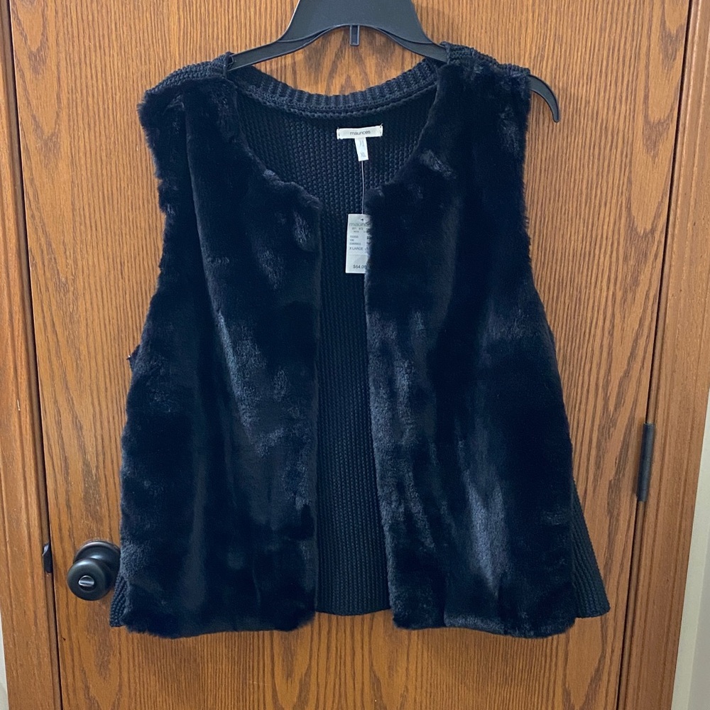 Maurices Charcoal Faux Fur Vest
